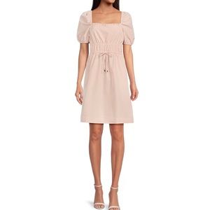 LDT pink square neck dress